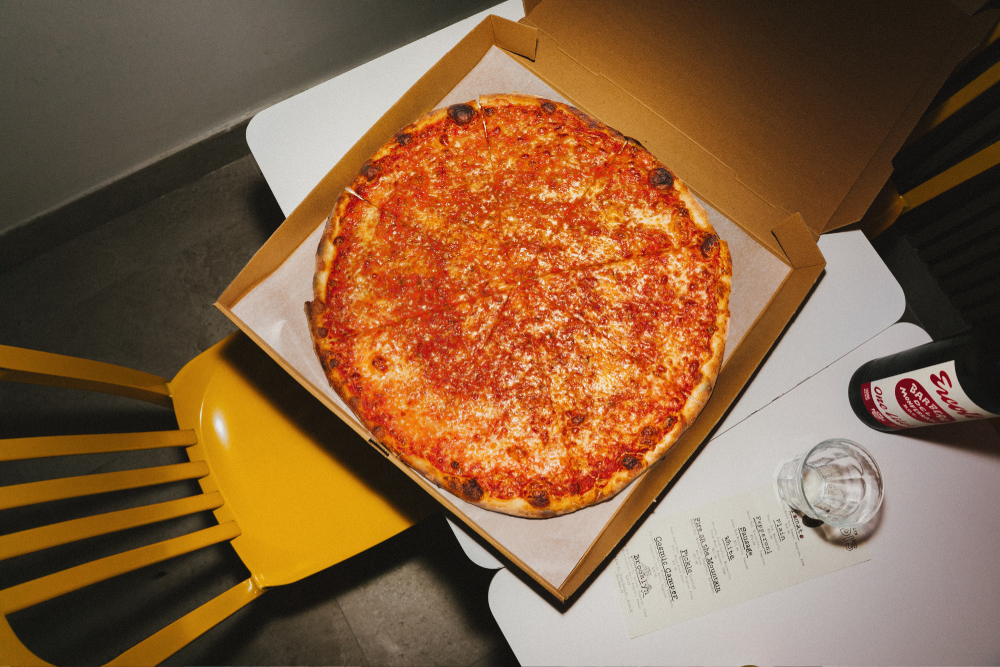 Freshly baked pizza slices