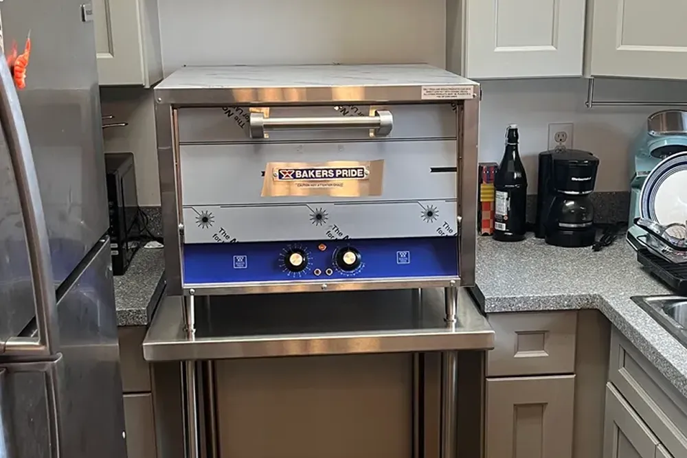 Commercial oven in a modern kitchen.